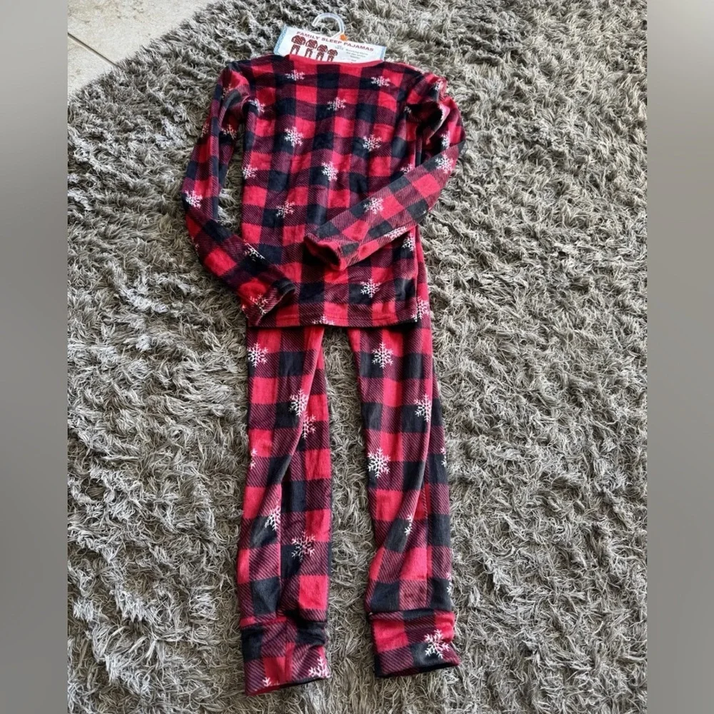 Unisex Kids 10/12 Christmas Pajamas Set | Plaid Snowflake | Family Matching